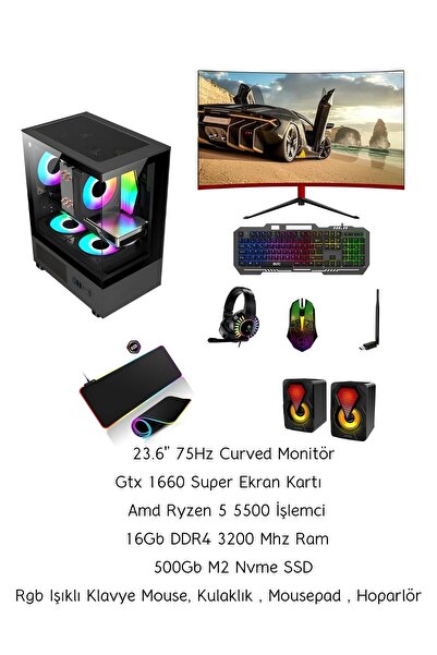 RAMTECH BİLGİSAYAR RMT1702 Ryzen 5 5500 1660 Super 16Gb Ram 500Gb M2 23.6'' C...