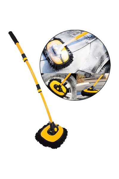 EZERE Ls-426 Teleskopik Araç Temizleme Fırçası Oto Yıkama Paspası Siyah,sarı