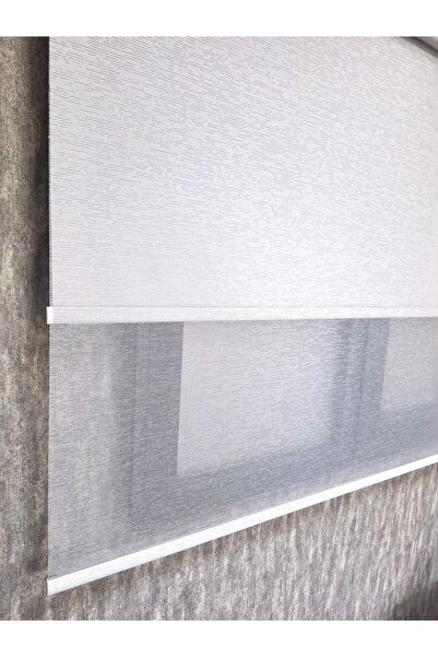 BBB Gümüş Simli Çift Mekanizmalı Tül ve Stor Perde Gri TSR3001