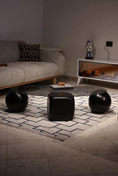 Velura Home & Living Orta Sehpa & Modern Küre Sehpa & Bohem Top Sehpa