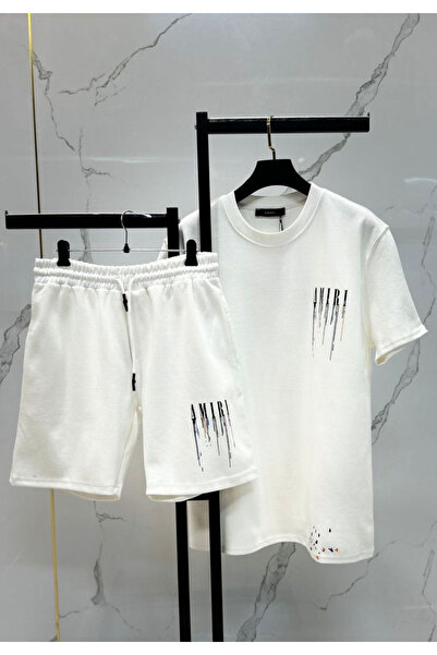 aynewmoda AMİR Футболка з коротким рукавом і шорти з шнурівкою на талії - для виходу на вулицю