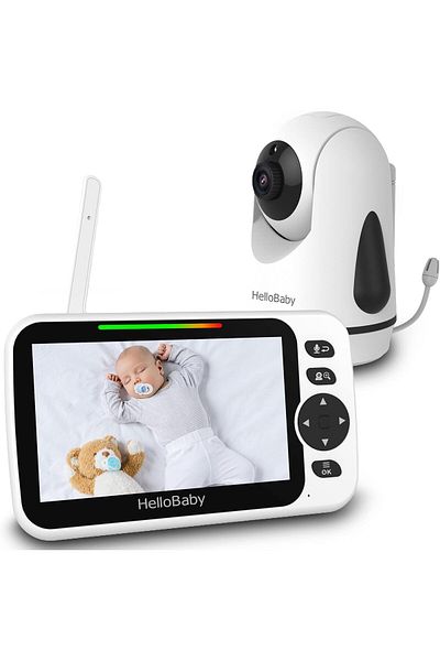 Hello Baby - شاشة LCD ملونة مقاس 5.0 بوصة لمراقبة الأطفال مع كاميرا عن بعد