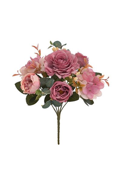 Choice Deep Pink Artificial Flowers Retro Silk Rose Bouquet Hydrangea Peony Vintage Bride Holding Fake Plan