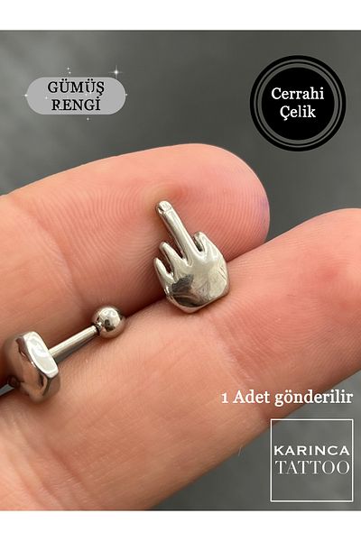 Karınca Piercing Middle Finger Helix, Tragus, Flat Conch and Bristle Piercing