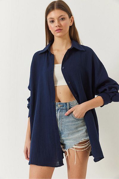 Bianco Lucci Dámská oversize mušelínová košile - 2025 60271021