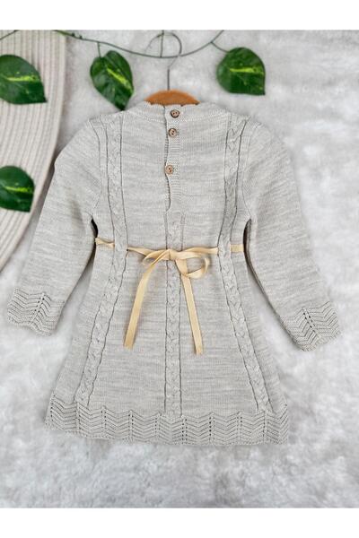 Minizade Winter Knitting Dress with Removable Buckle Detail Baby/Child Dress