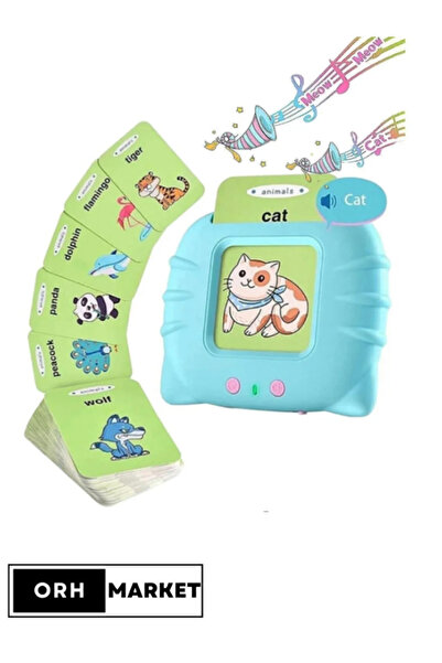 ORH Market Mavi Renkli Ingilizce Sesli Flash Kart Seti – Yırtılmaz Eğitim Kar...