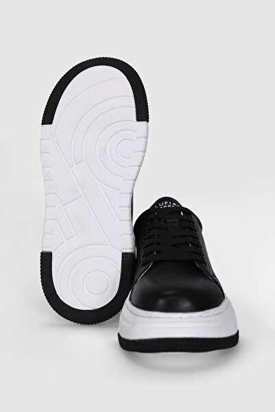 Lufian Genuine Leather Lace-Up Comfort Sole Women's Sneaker Casual Sports Shoes Black