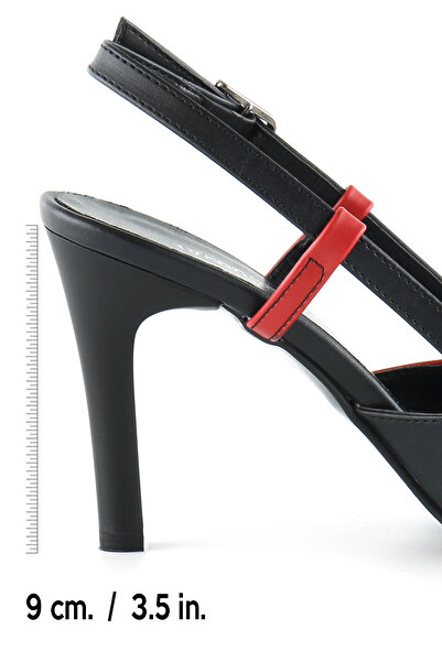 Erkan Saçmacı Sacha Black Red Open Back Stiletto