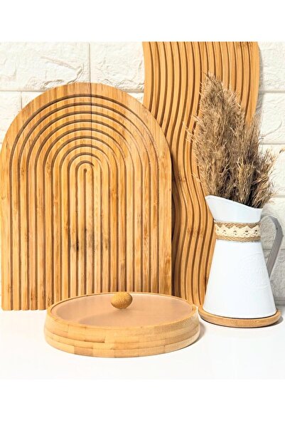 ALLEGRI Bambu Yuvarlak Bölmeli Çerezlik & Kahvaltılık Sunum Tabağı – Yüksek K...