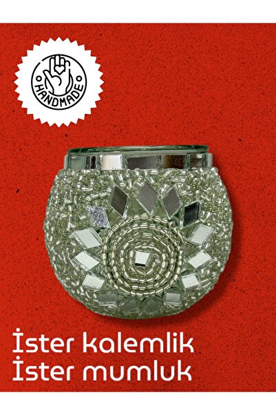 YILDIZ El Yapımı Masaüstü Dekoratif Mozaik Mumluk Tealight (10cm x 10cm)