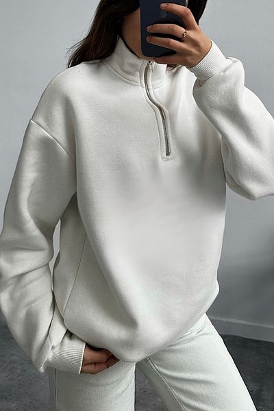 BayBayan Hanorac oversize unisex cu 3 fire cu jumătate de fermoar
