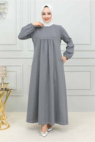 Mec Fashion Αθλητικό φόρεμα με μανίκια μπαλόνι ΓΚΡΙ