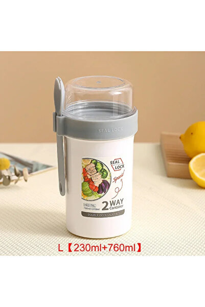 Choice طقم أكواب سلطة الشوفان من جاستنلاو، أبيض-كبير، سعة 790 مل/990 مل، كوب إفطار، كوب حبوب، مكسرات، زبادي، مع علبة D