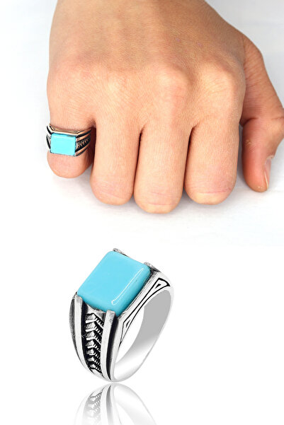 Midyat Nurtaş Gümüş Firuze Taşlı Dikdörtgen Model 925 Ayar Gümüş Çocuk Yüzük ...