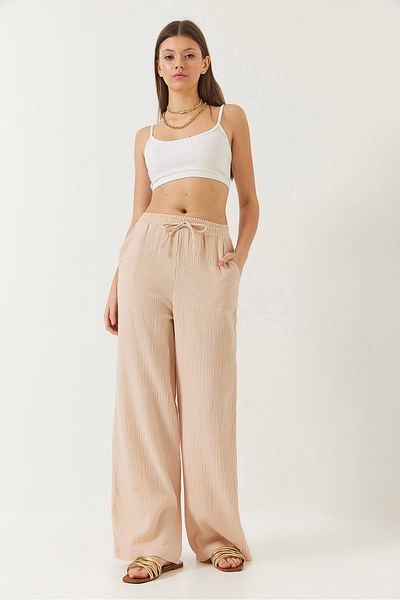 Bianco Lucci Muslin Colored Palazzo Women's Trousers - 80130 60271038