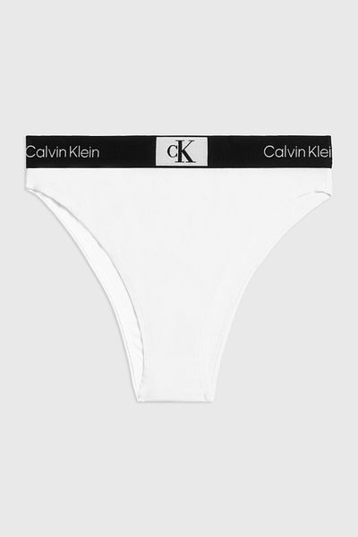 Calvin Klein سراويل بيكيني بيضاء عالية الخصر للنساء