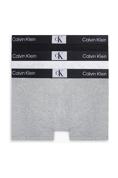 Calvin Klein Férfi aláírt fekete-fehér-szürke boxer gumiszalaggal 000nb3528a-6h3