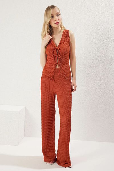 Trendyol Collection Bluză tricotată cu detaliu de legare cu țiglă elastică - TWOSS25BZ00123