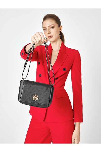 Pierre Cardin Schwarz bedruckte Damen-Umhängetasche – 05PO25Y1886