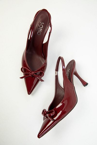 SOHO Klassische Damenschuhe mit Absatz aus bordeauxrotem Lackleder 20267