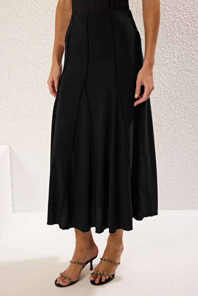 Trendyol Collection Black Stitching Detailed Godeli Stretchy Maxi Knitted Skirt Twoaw25Et00156