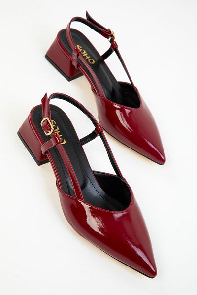 SOHO Klassische Damenschuhe mit Absatz aus bordeauxrotem Lackleder 20286