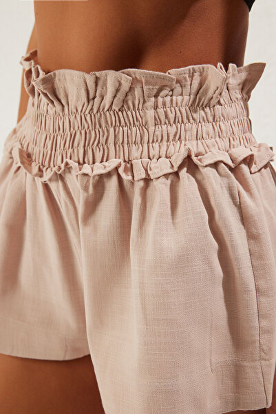 Trendyol Collection Beige Woven Ruffle Shorts Tbess25Sr00006