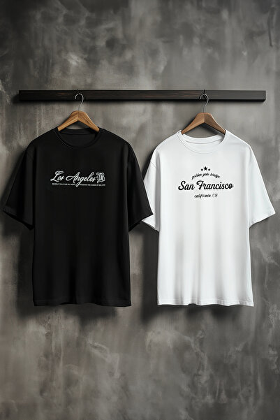 Trendyol Collection Black Printed Oversize Cotton T-Shirt 2 Pack - Tmnss25Ts00010