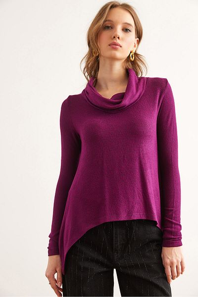 Olalook Πλεκτή μπλούζα Degaje Collar Plum - BLZ- 19002830