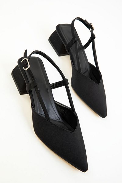 SOHO Black Matte Satin Women's Classic Heeled Shoes 20274