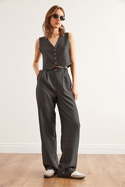 Olalook Dámská antracitová svrchní vesta Spodní kalhoty Fishback Set TKM- 19000350