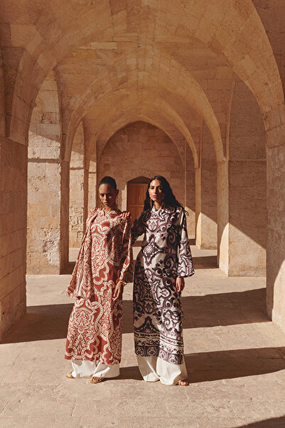 Trendyol Modest Velbloudí saténové etnické tkané večerní šaty Jalabiya Tctss23Db00028