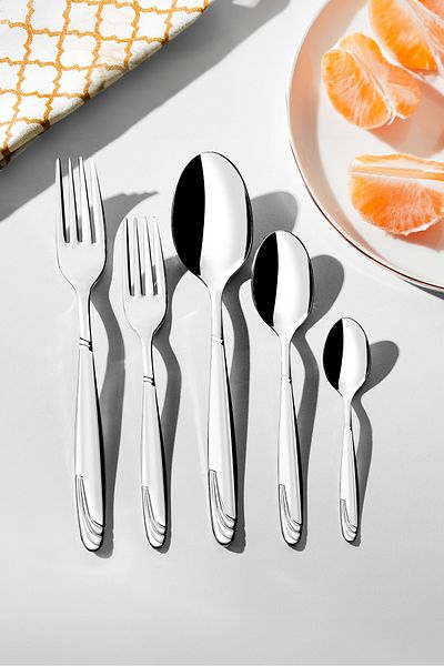 Nehir Lisbon Plain - 60 Piece Fork and Spoon Set for 12 People