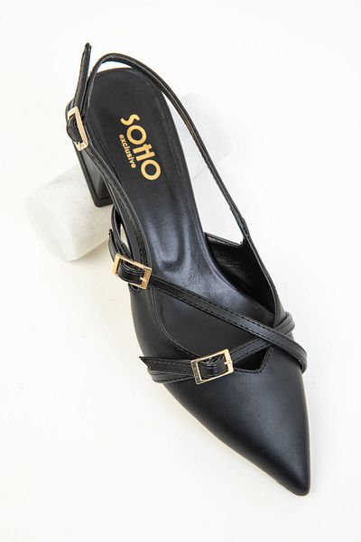 SOHO Schwarze klassische Damenschuhe mit Absatz 19105