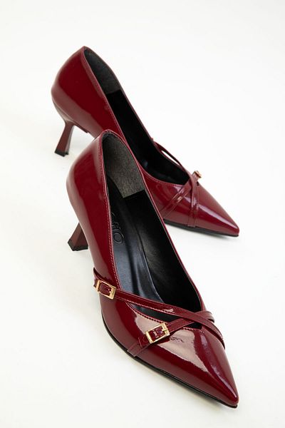 SOHO Klassische Damenschuhe mit Absatz aus Lackleder in Weinrot – 19763