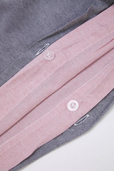 TRENDYOLMİLLA HOME Šedo-růžová bavlněná polyesterová směs dvojitá přikrývka 200x220cm TPHSS25CKN00009/šedo-růžová