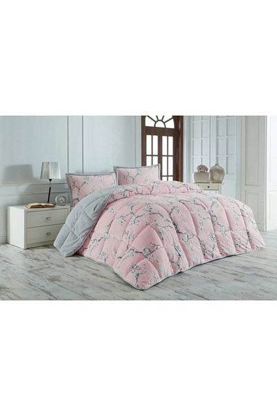Merinos Eylül Gray Double Comforter Quilt Set