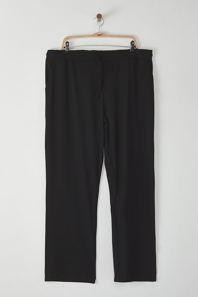 Trendyol Collection Large Size Black Wide Leg Textured Wrinkle-Free Hidden Cord Sweatpants Tmnss25Aj00002