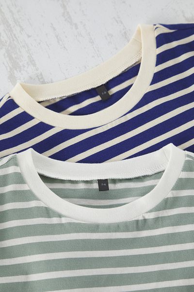 TRENDYOLKIDS Navy-Green 2'Li Boys 100% Cotton Basic Regular Fit Short Sleeve Knitted T-Shirt Tkdss25Ts00029
