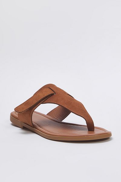 TRENDYOL SHOES Γυναικείες σαγιονάρες Tan Suede TAKSS25TE00017