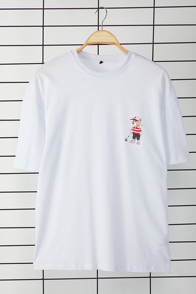 Trendyol Collection Teddy Bear εμπριμέ λευκό βαμβακερό μπλουζάκι - TMNSS25TS00161