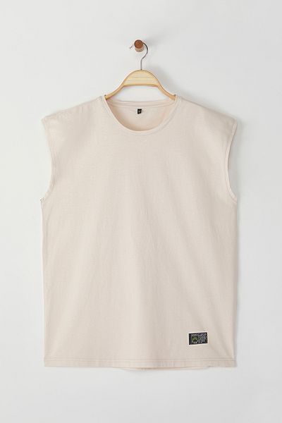 Trendyol Collection Stone Oversize/Weit geschnittenes Distressed/Scattered-Effekt-Aufkleber-T-Shirt/T-Shirt TMNSS25AL00001