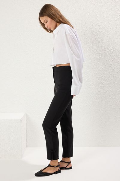 Trendyol Collection Black Cigarette Legs Bow Detail Woven Trousers Twoss25Pl00090