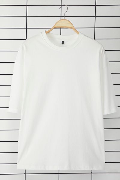Trendyol Collection Boxy Cut Ecru-Baumwoll-T-Shirt – TMNSS25TS00162