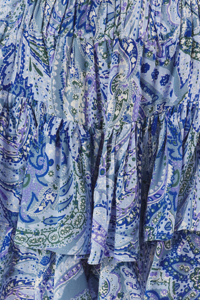 Trendyol Collection Modrý vzor šálu nařasený elastický pas detail viskózové tkané šortky Twoss24Sr00053