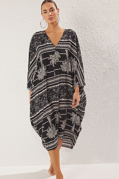 Trendyol Collection Tropical Print Midi Woven Beach Dress Tbess25El00031