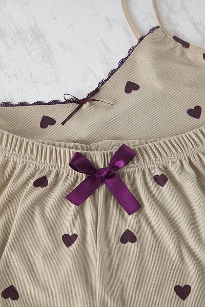 Trendyol Curve Light Mint Heart Pattern Camisole Knitted Pajamas Set Tbbss25Ai00041