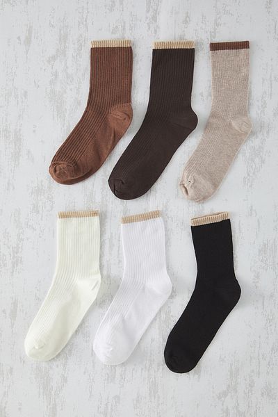 Trendyol Collection Braune Unisex-Socken im 6er-Pack – College-/Mittel-/Tennissocken TMNSS25CO00010
