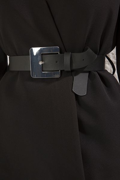 Trendyol Collection Dámský pásek Black Leather Look Twoss25Ke00000